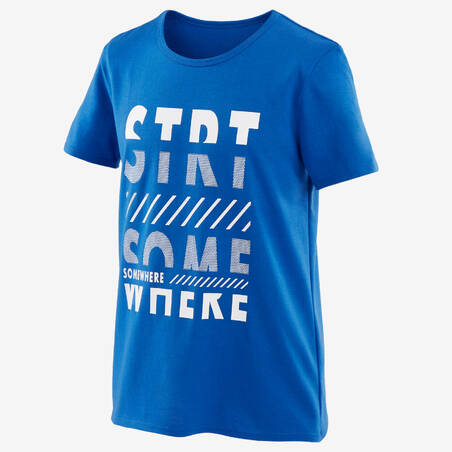 Boys' Short-Sleeved Gym T-Shirt 100 - Blue/Print