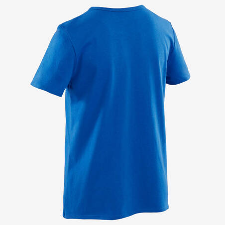 100 T-Shirt Senam Lengan Pendek Laki-laki - Biru/Putih Motif