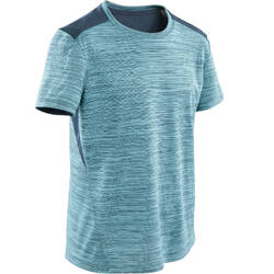 Boys' Breathable Synthetic Short-Sleeved Gym T-Shirt S500 - Light Blue