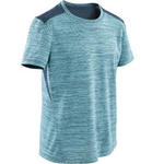 Domyos Ademend T-shirt met korte mouwen voor gym jongens S500 synthetisch lichtblauw