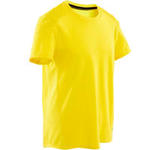 Domyos Ademend T-shirt met korte mouwen voor gym jongens 500 katoen