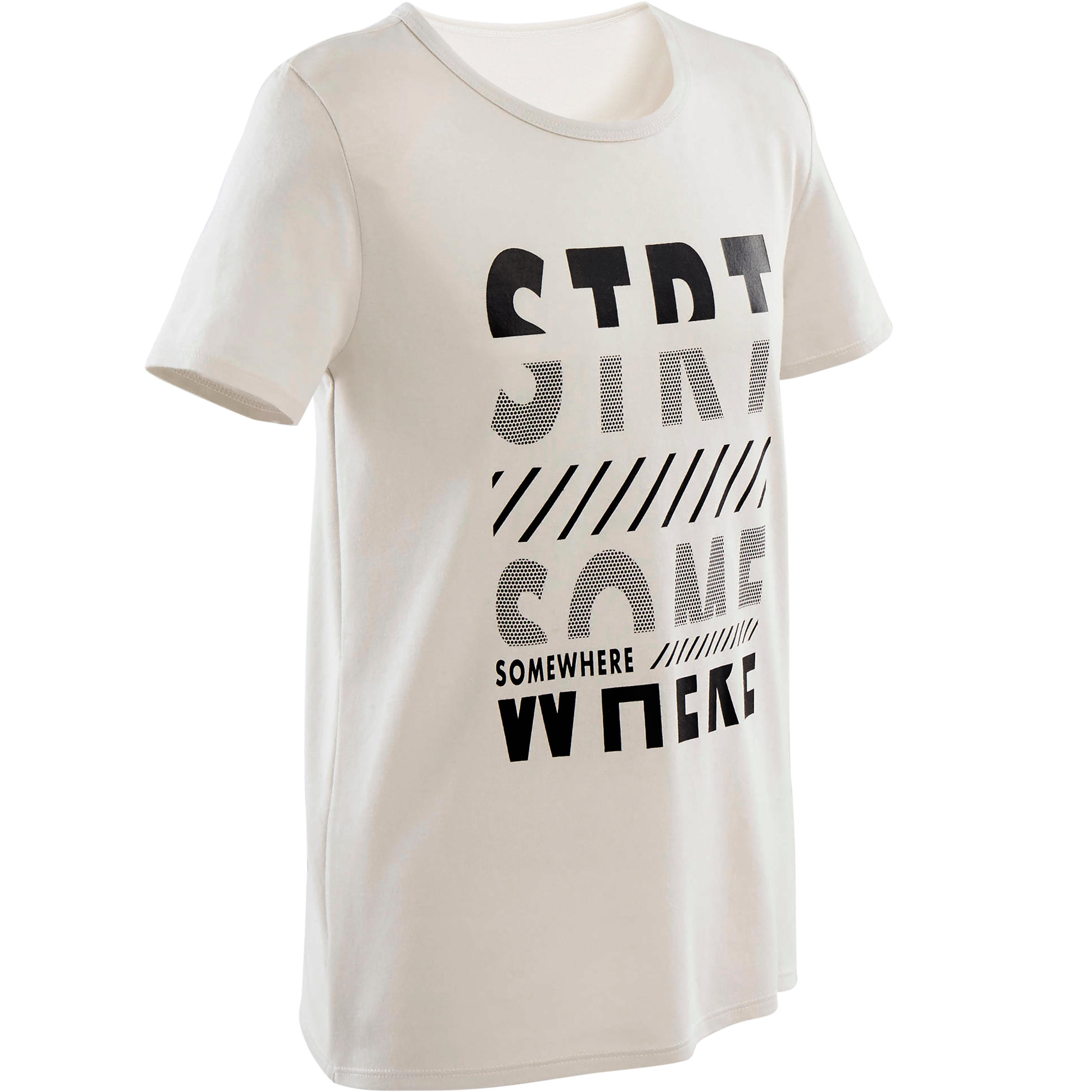 

Boys' Short-Sleeved Gym T-Shirt 100 - Beige Print -  By DOMYOS | Decathlon