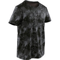 Camiseta manga corta sintética transpirableS500 GIMNASIA INFANTIL niño negro AOP