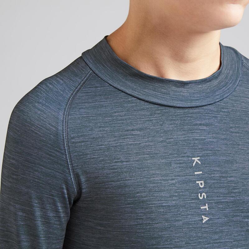 Kids' Long-Sleeved Thermal Base Layer Top Keepcomfort 100 - Grey
