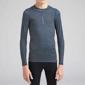 Camiseta térmica de fútbol manga larga Niño Kipsta Keepcomfort 100 gris