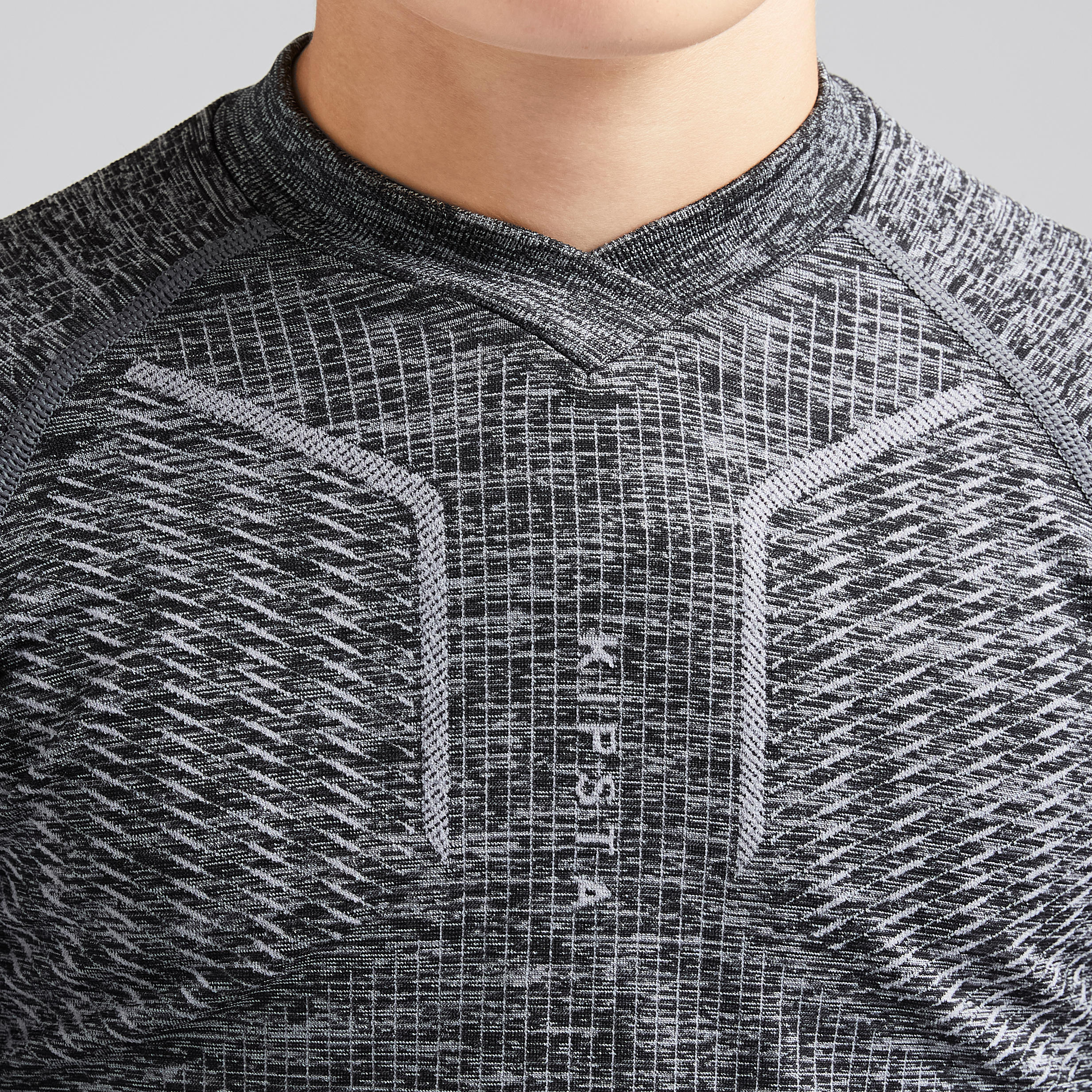 Kids' Long-Sleeved Football Base Layer Top Keepdry 500 - Mottled Grey 5/6