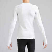 Kids' Long-Sleeved Football Base Layer Top Keepdry 500 - White