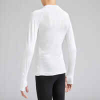 Kids' Long-Sleeved Football Base Layer Top Keepdry 500 - White