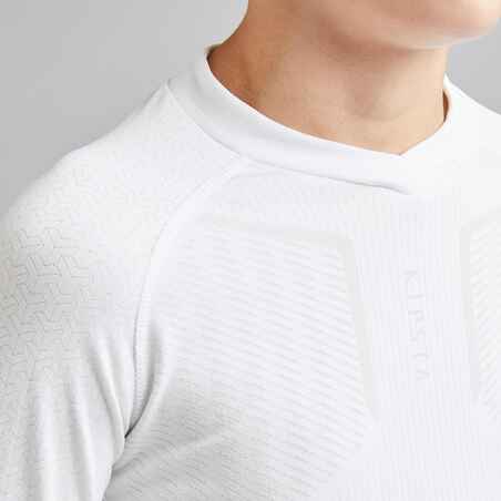 Kids' Long-Sleeved Football Base Layer Top Keepdry 500 - White