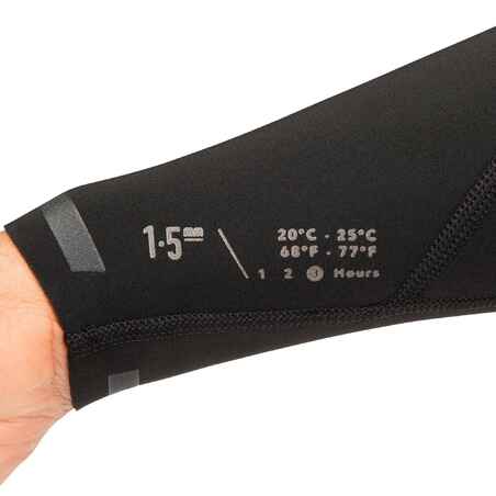 Vyriški neopreniniai buriavimo marškinėliai „900“, 1,5 mm storio, juodi