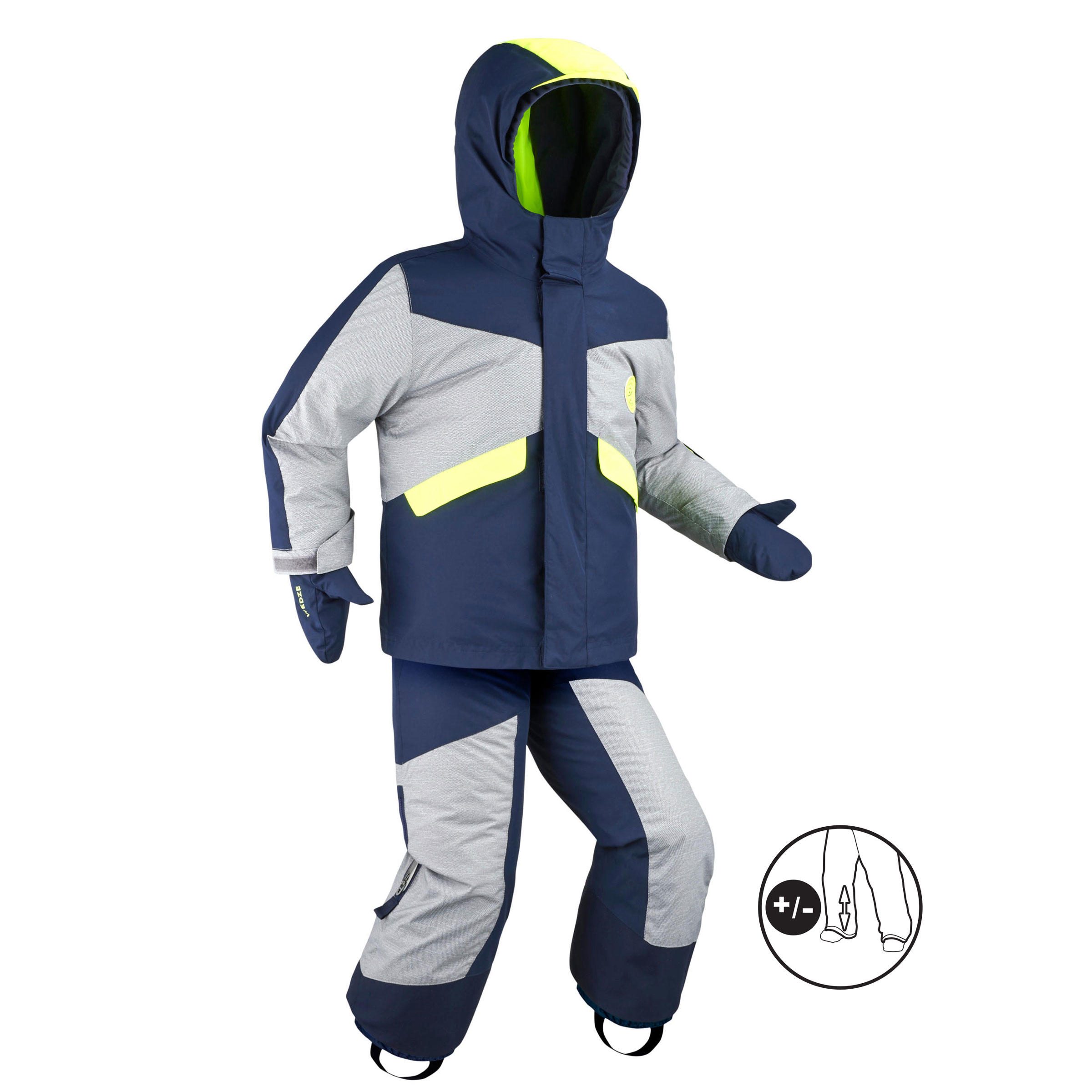 KID'S D-SKI SUIT PNF 500 - GREY AND YELLOW 2/16