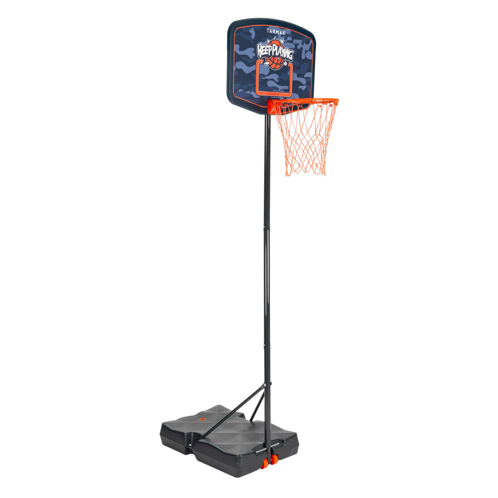 Kids' basketball hoop with adjustable stand (from 1.60 to 2.20m) b200 easy - blue/orange