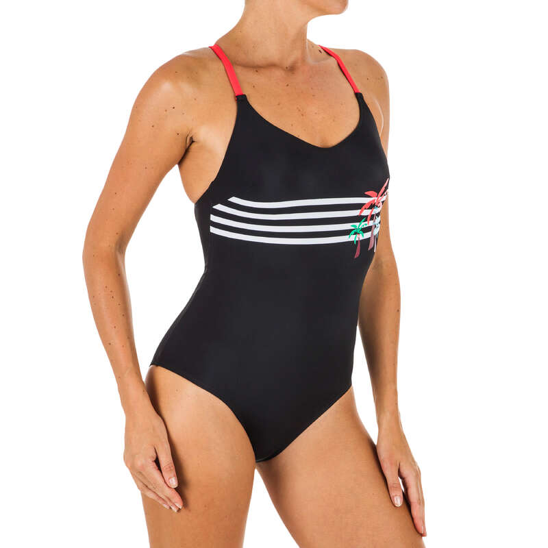 STROJE PŁYWACKIE DAMSKIE Pływanie - Strój 1cz Riana palm stripe NABAIJI - Stroje pływackie