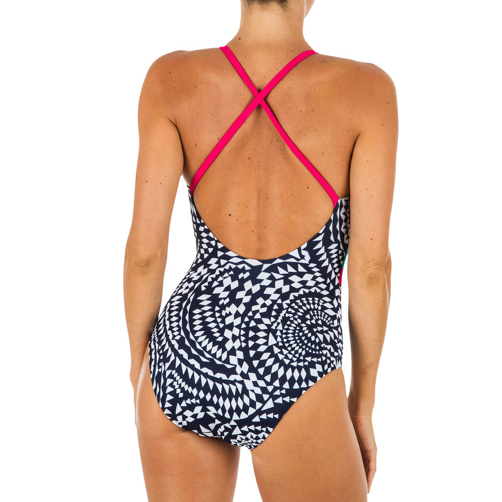 Women's one-piece swimsuit Riana Belt navy