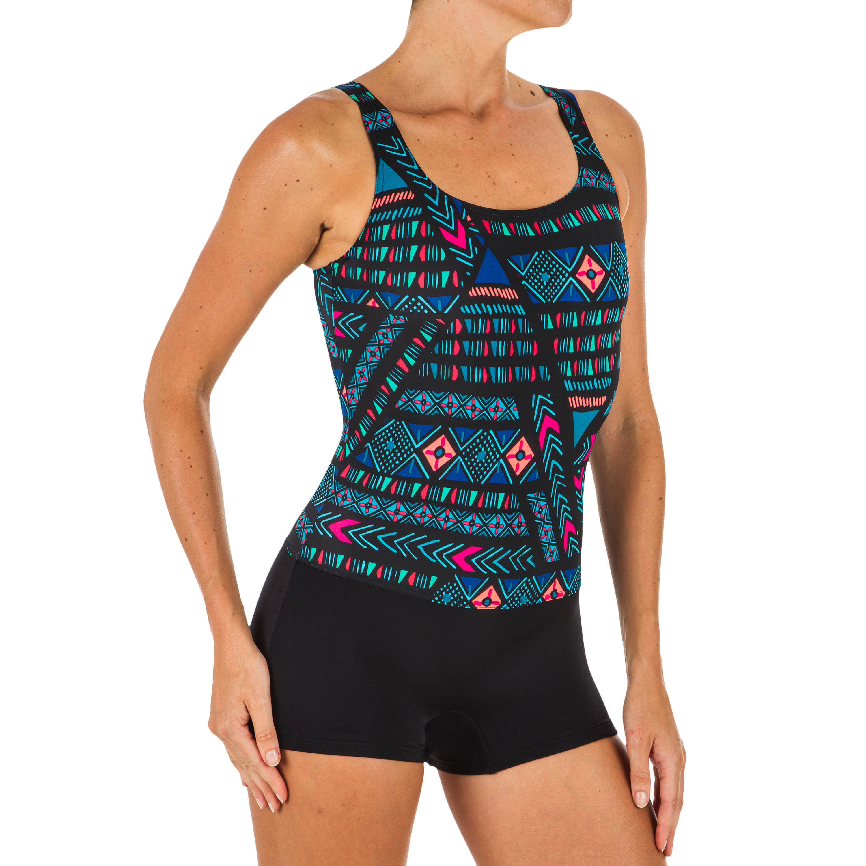 Women Swimming One Piece Shorty Swimsuit Heva All Afi Black -  1