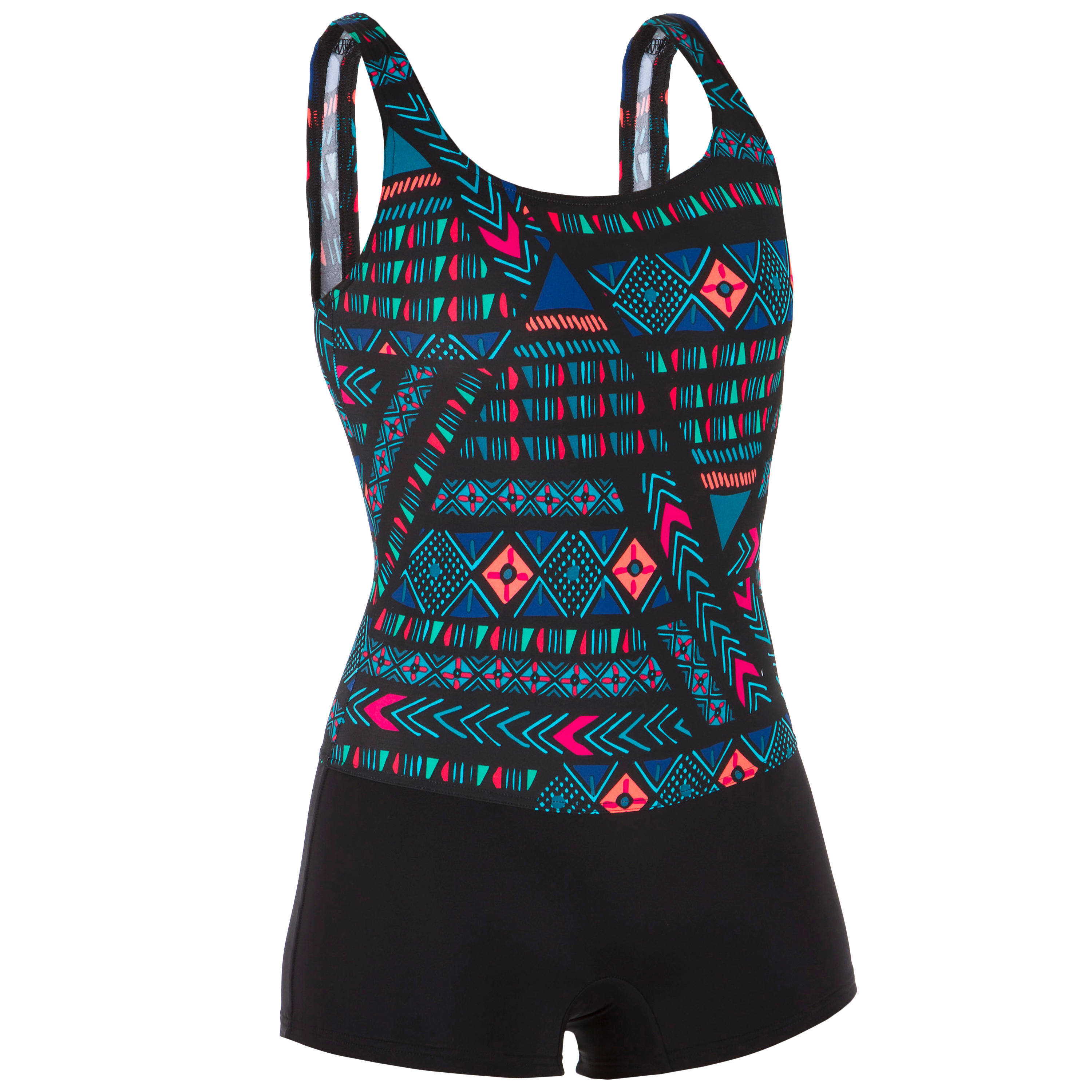 Women Swimming One Piece Shorty Swimsuit Heva All Afi Black -  2