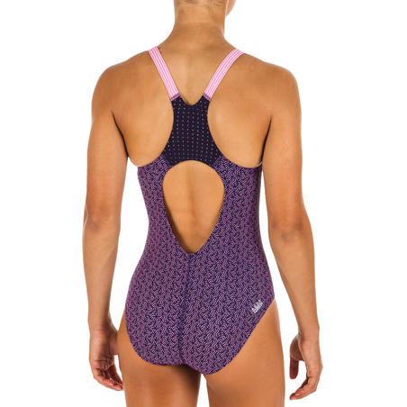 Maillot de bain de natation une pièce fille Kamyleon All Geo bleu rose