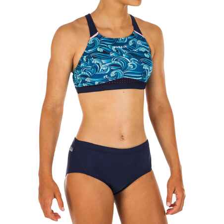 Girls' Swimming Swimsuit Top  Kamyleon - Wave blue