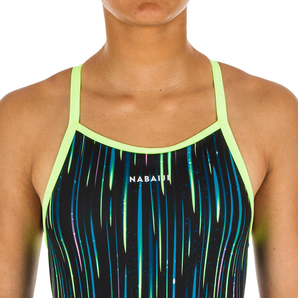 Maillot de bain de natation une pièce fille résistant au chlore Jade All Diag