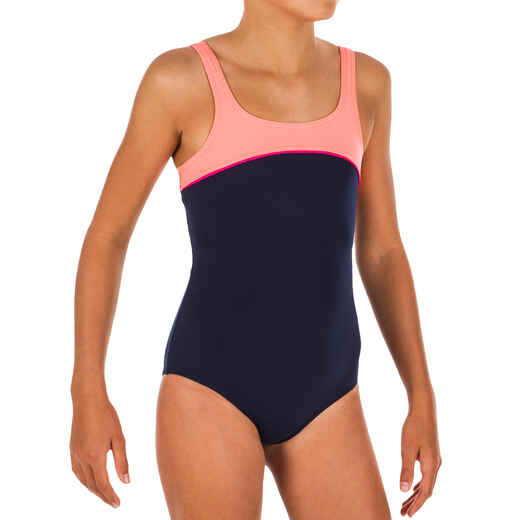 
      Girl's Swimming One-Piece Swimsuit - Taïs Blue Coral
  