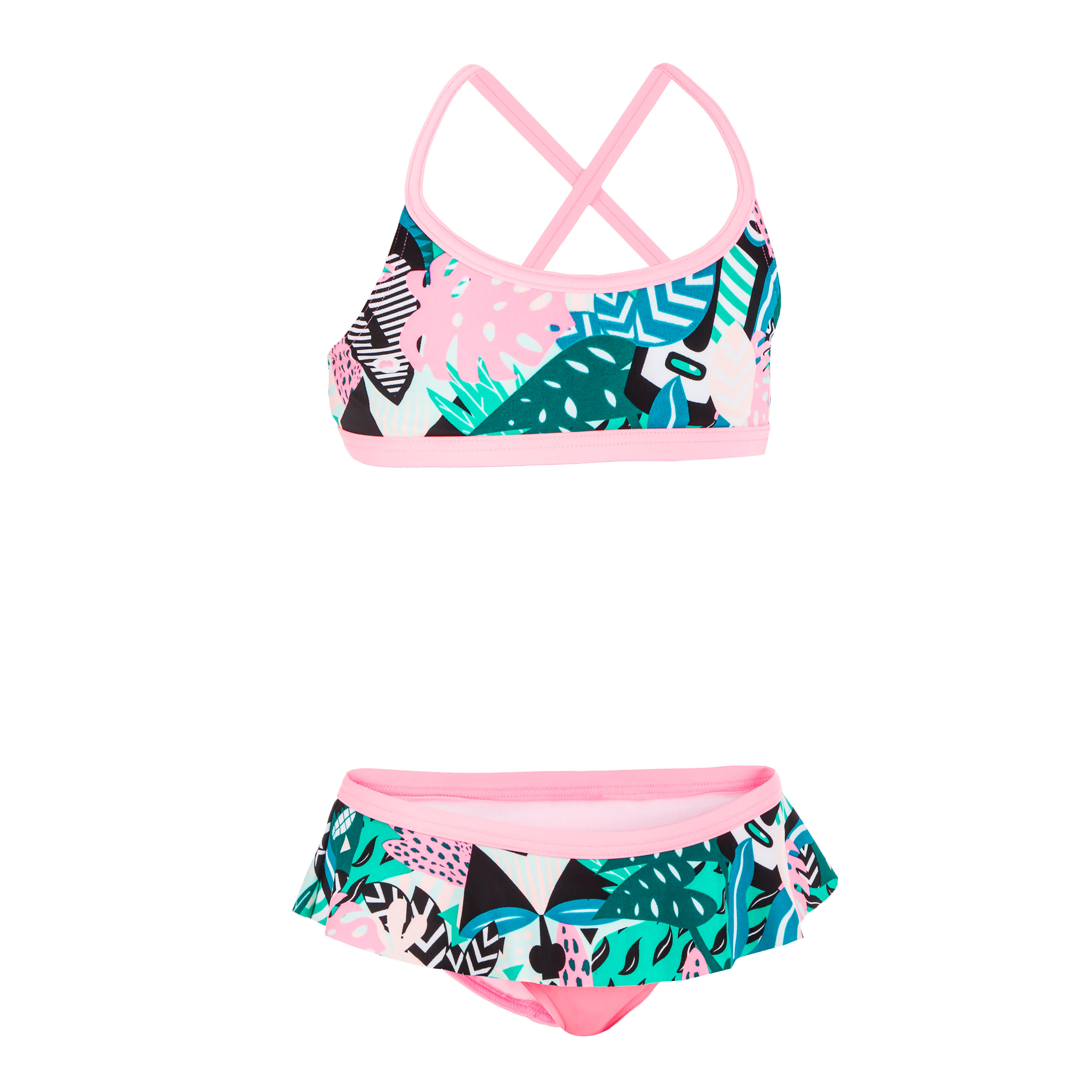 Maillot de natation fille 2 pièces Riana skirt all mask vert 5/5