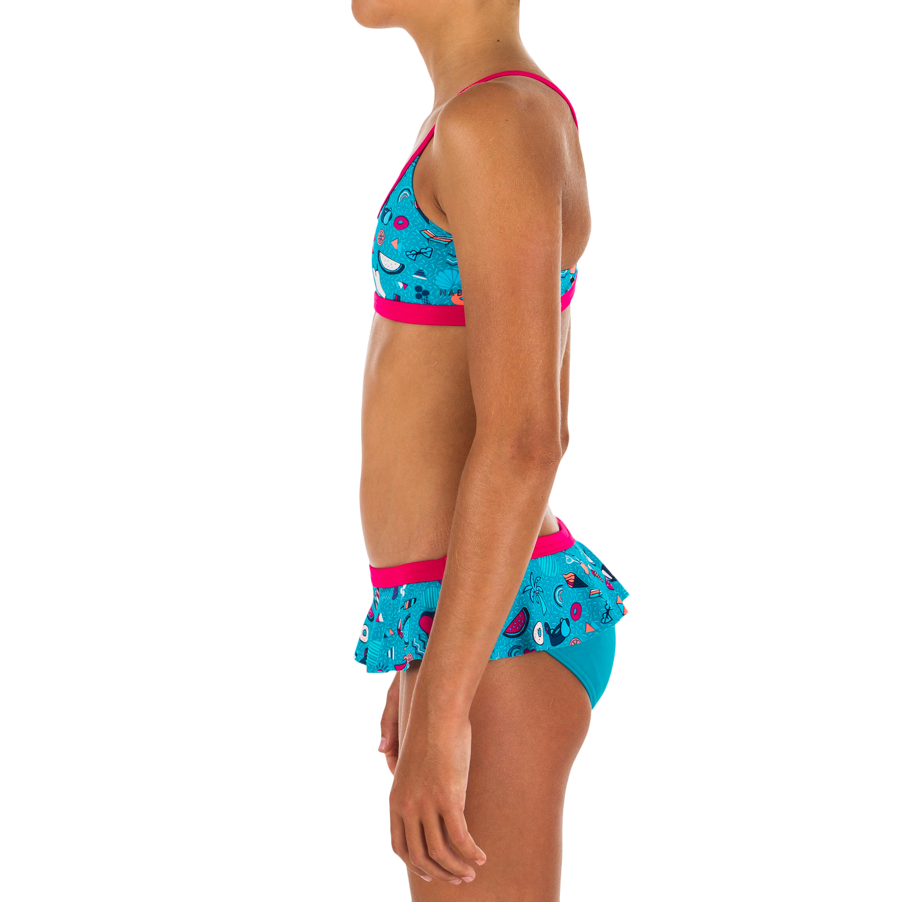 Girls' Swimming 2-piece Swimsuit Riana Skirt All Playa - Light Blue 4/5