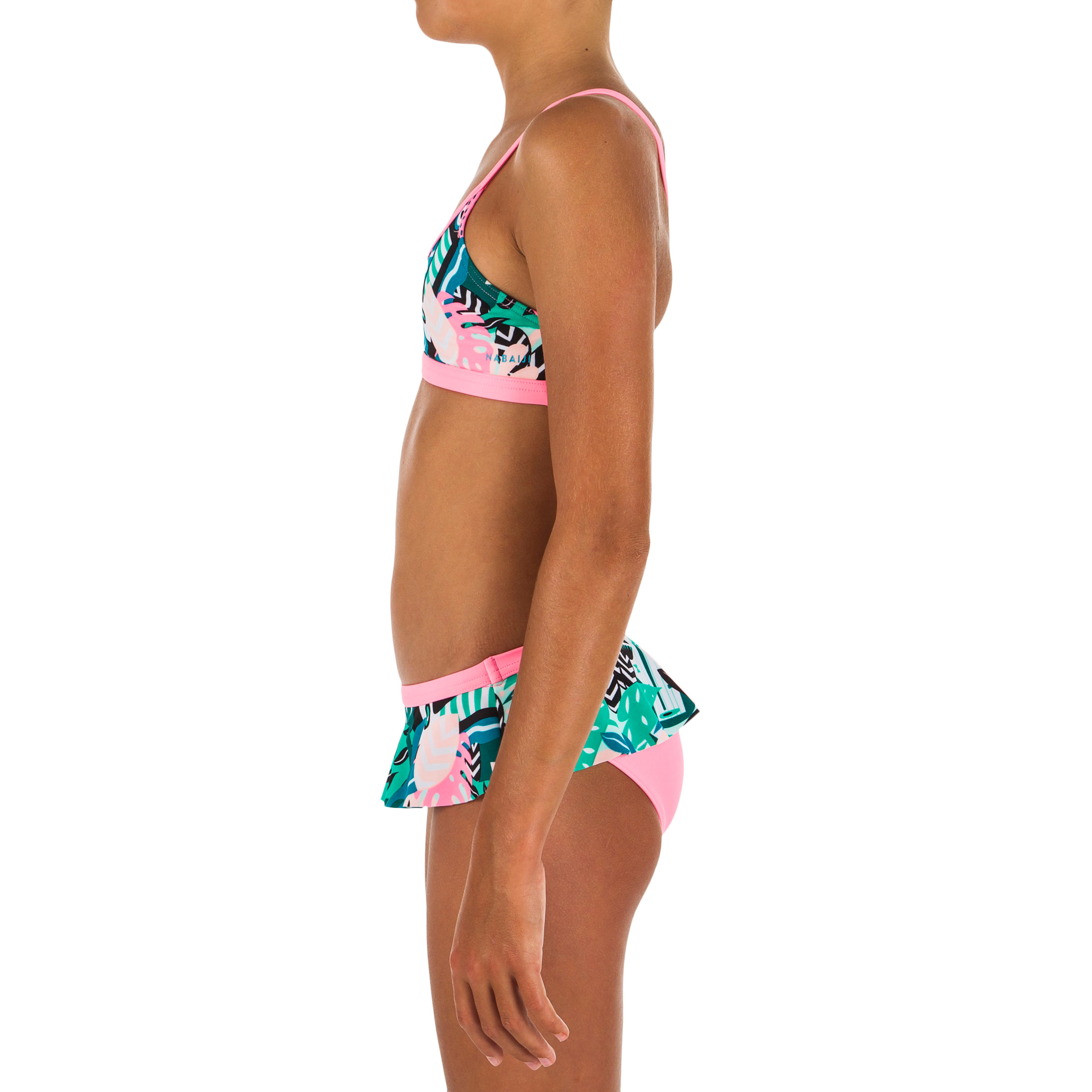 Maillot de natation fille 2 pièces Riana skirt all mask vert 3/5