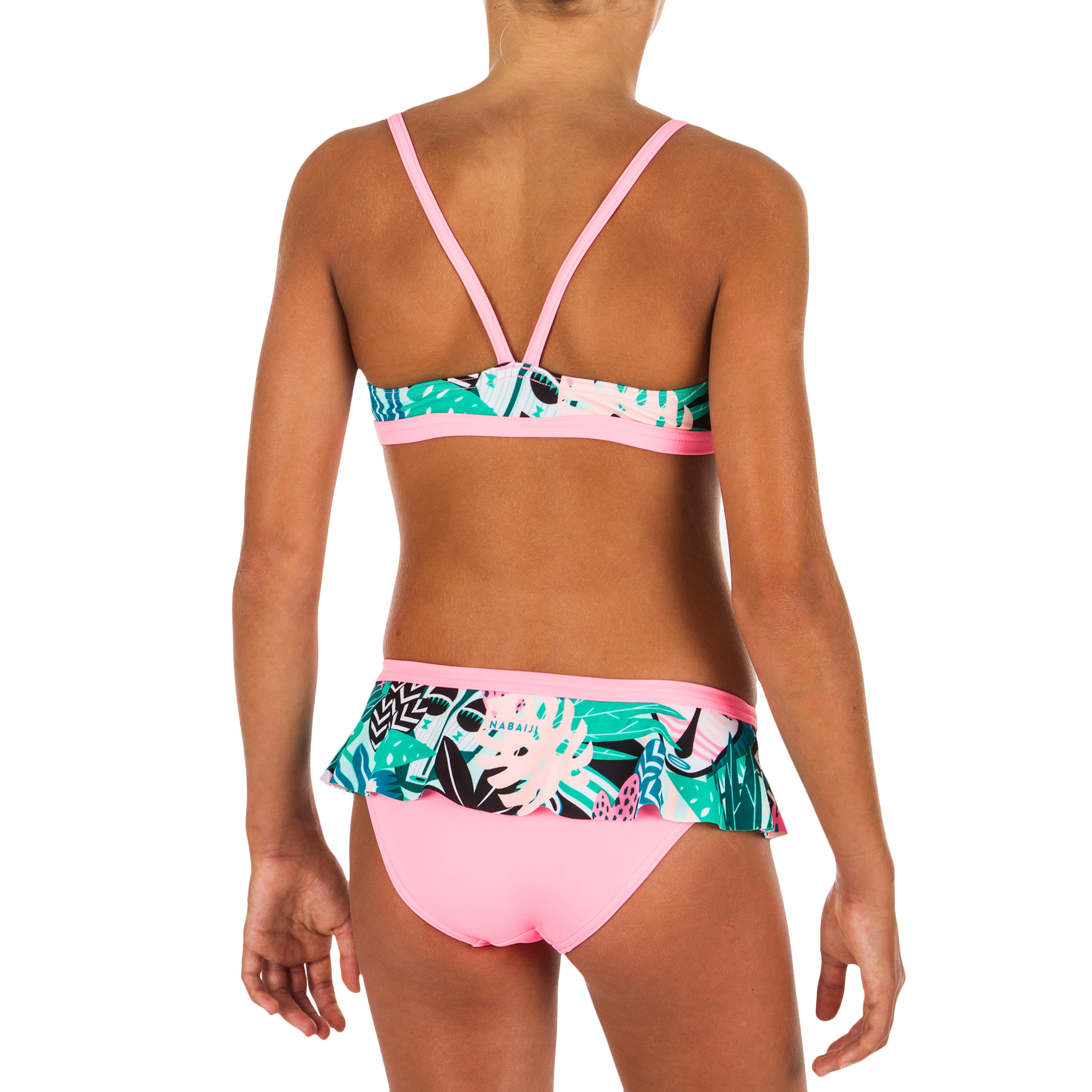 Maillot de natation fille 2 pièces Riana skirt all mask vert 2/5