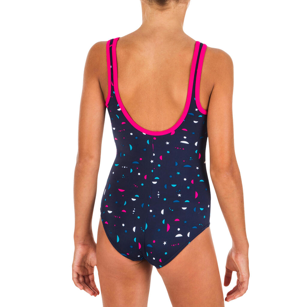 Girl's Swimming One-Piece Swimsuit - Heva + All Star Navy