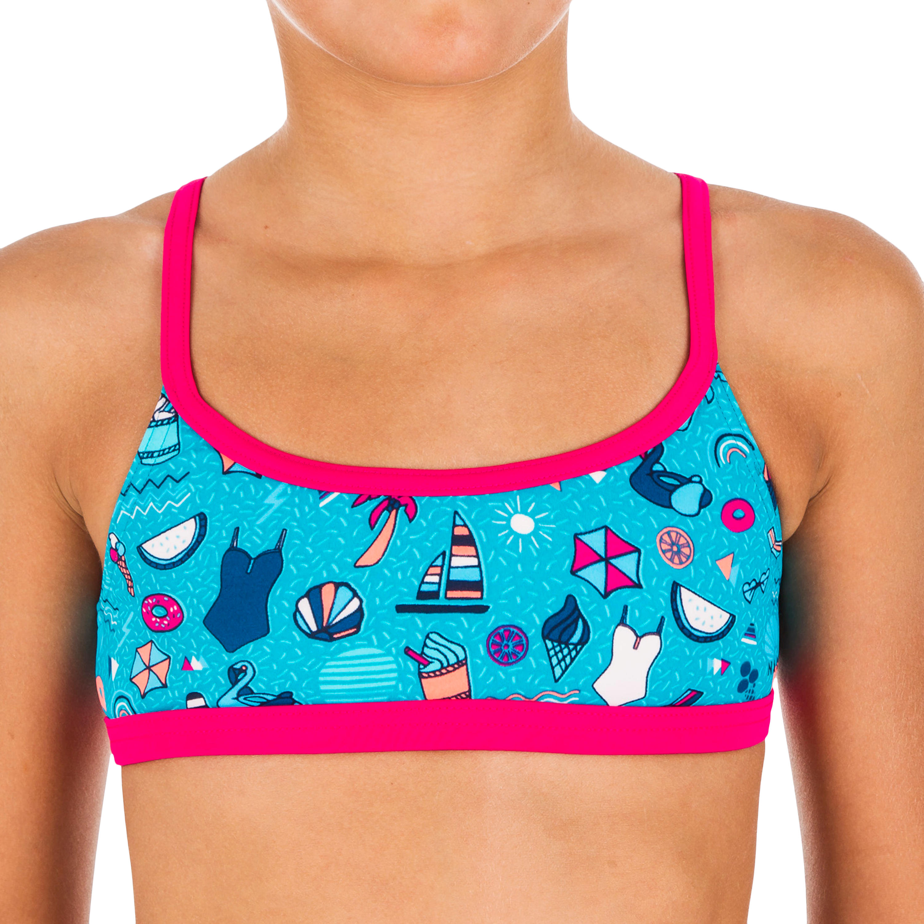 Girls' Swimming 2-piece Swimsuit Riana Skirt All Playa - Light Blue 5/5