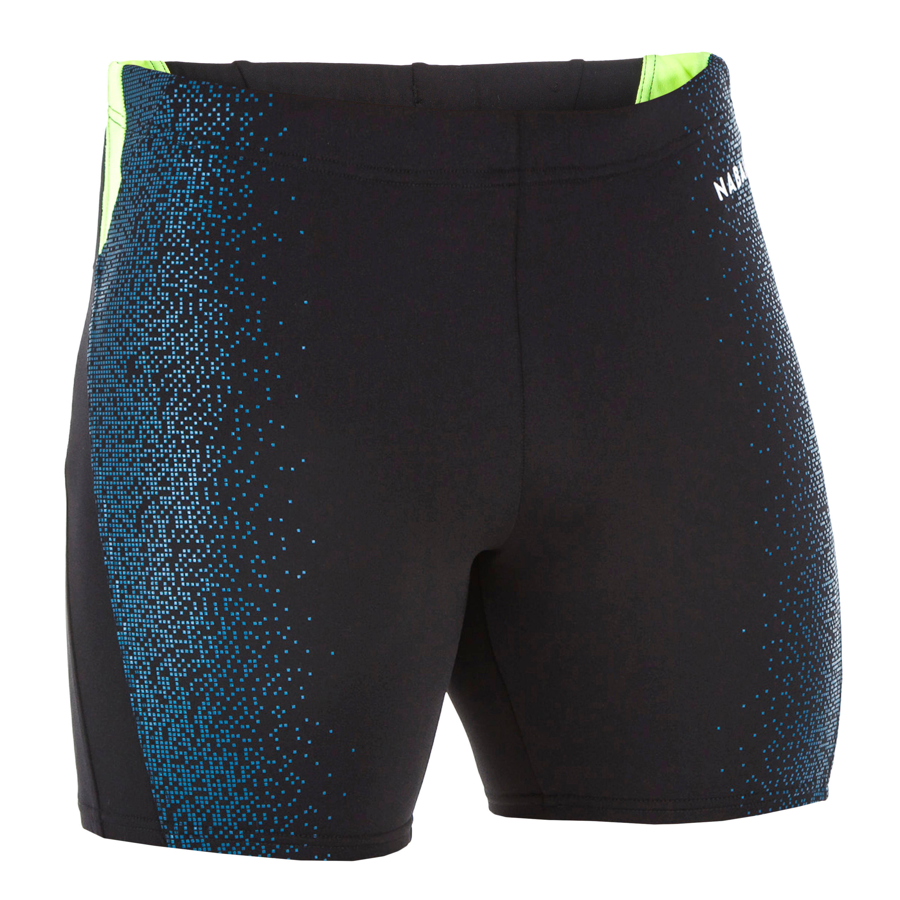 Men Swimming Boxer Black Blue Yellow -  1