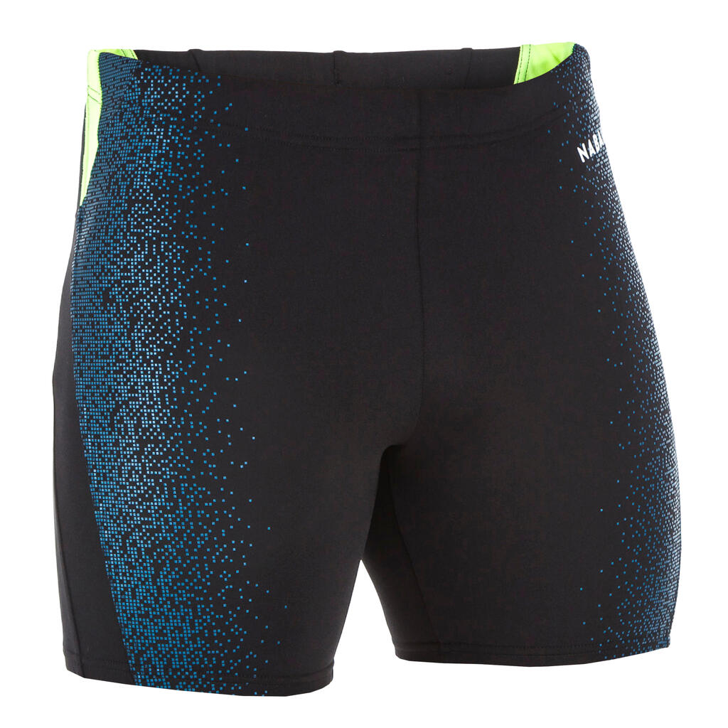 Boxer de Bain Natation Homme - Long - Noir / Bleu / Jaune