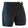 กางเกงว่ายน้ำบ็อกเซอร์ทรงยาวสำหรับผู้ชายรุ่น 500 (สีดำ ลายสีเหลือง/ฟ้า)