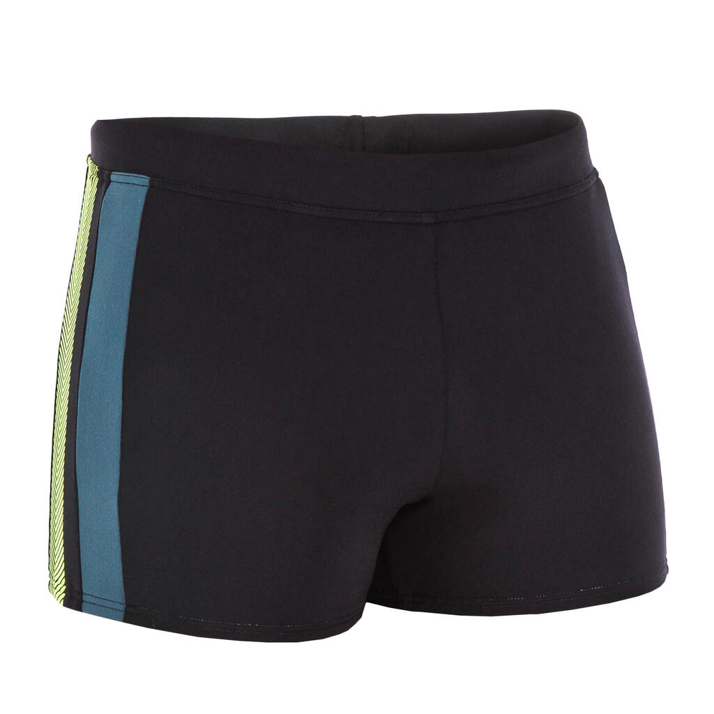 Badehose Boxer Yoke Herren schwarz/gelb