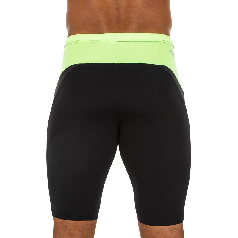 MEN'S SWIMMING JAMMER FIT BLACK / YELLOW NABAIJI Decathlon