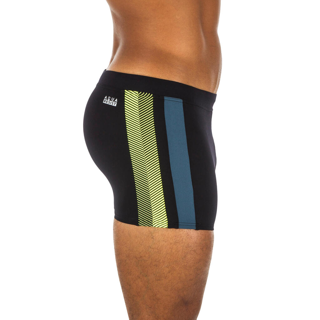 MEN'S SWIMMING BOXERS YOKE - BLACK / YELLOW