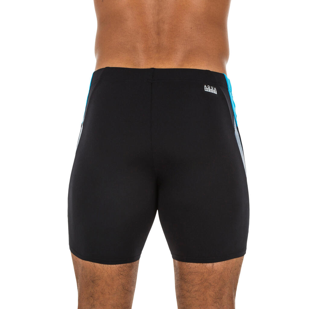 Badehose Boxer Long Herren schwarz/blau