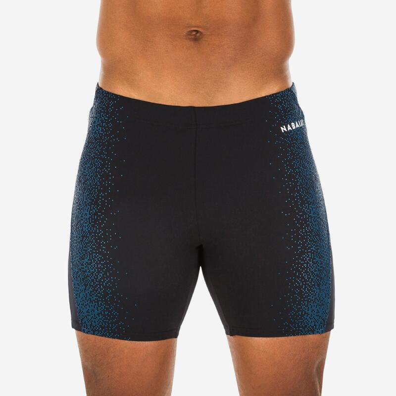 Men's Long Swimming Trunks Black / Blue / Yellow Decathlon