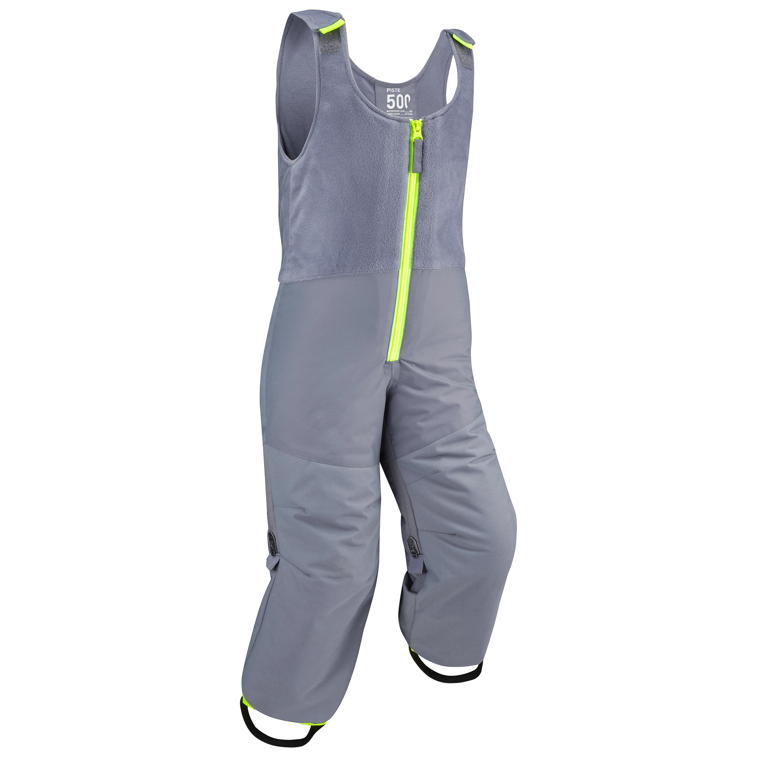 WEDZE KIDS’ WARM AND WATERPROOF SKI SALOPETTES PNF 500 GREY