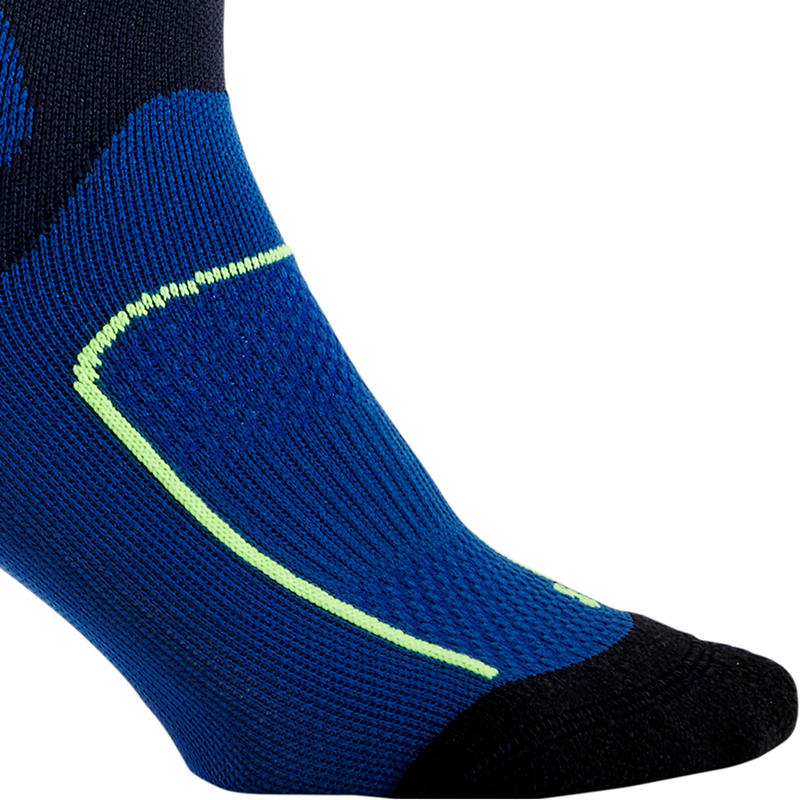 RUNNING COMPRESSION SOCKS NAVY BLUE/YELLOW Decathlon