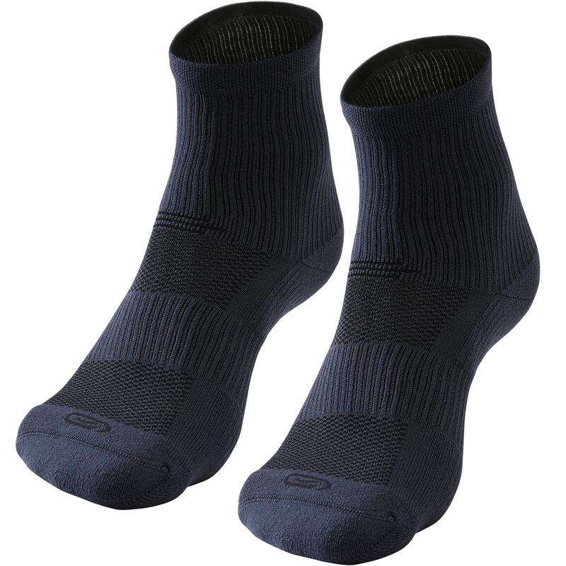 Běžecké ponožky středně vysoké RUN500 modré 2 páry 
