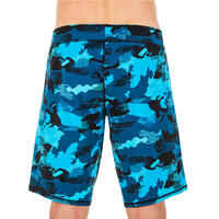 100 LONG MEN'S SWIMMING SHORTS - CAMO BLUE BLACK