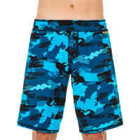 100 LONG MEN'S SWIMMING SHORTS - CAMO BLUE BLACK