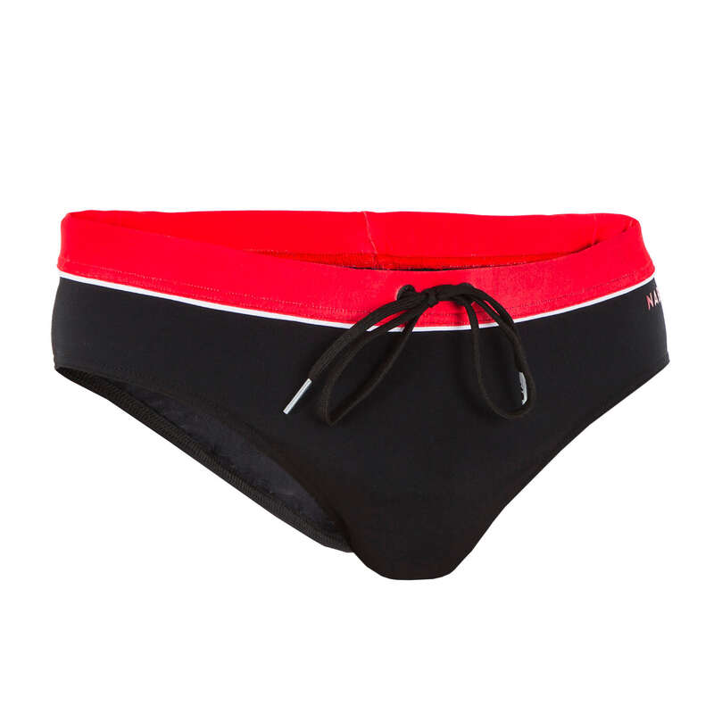 NABAIJI Men's Swimming Briefs 100 - Pep Black Red | Decathlon