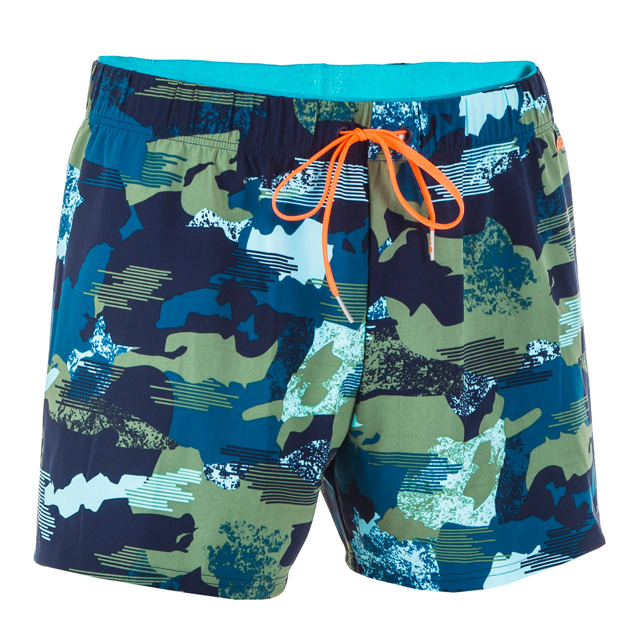 Men's Swimming Short Swim Shorts 100 Camo Blue Khaki Nabaiji