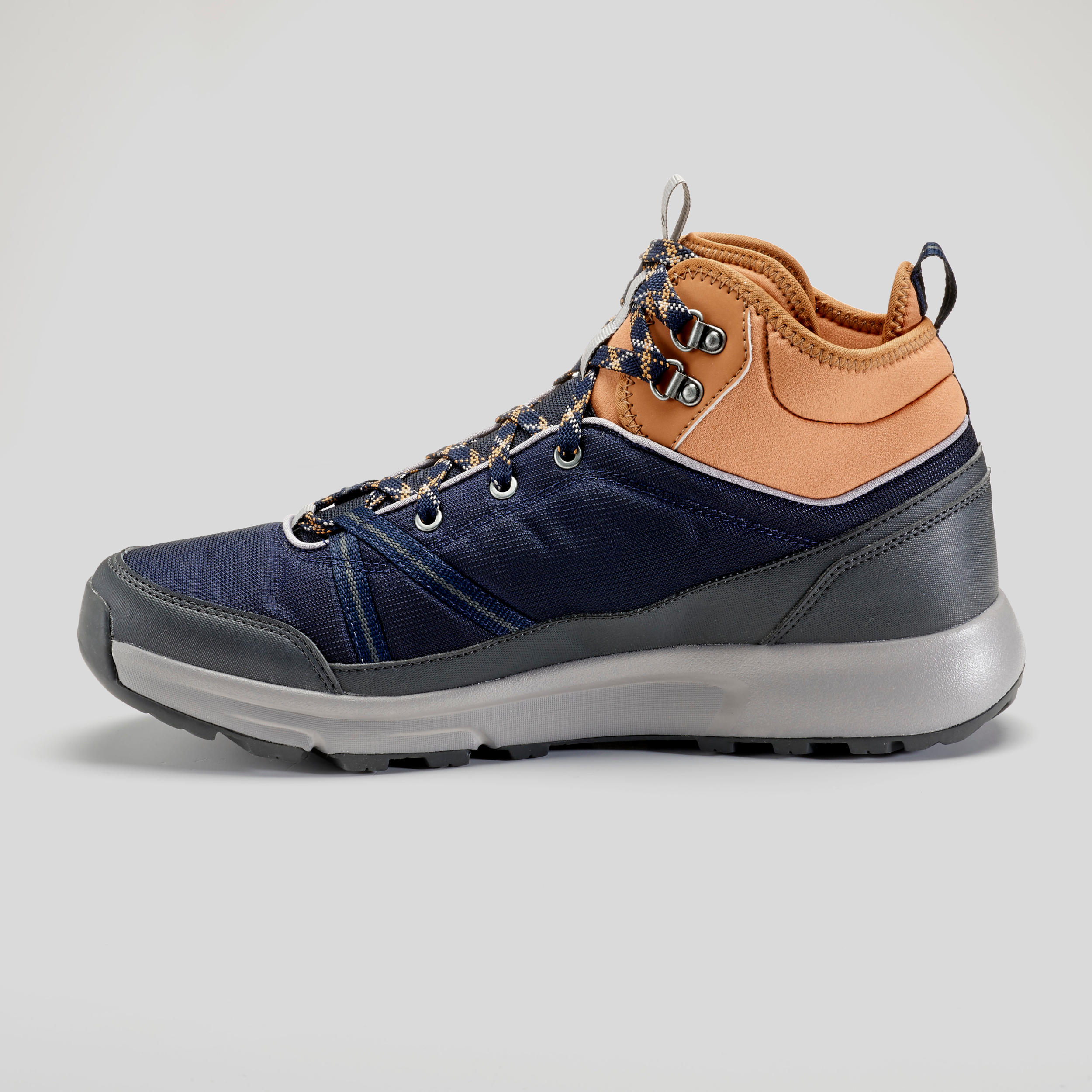 Men's Waterproof Hiking Shoes - NH 100 - Asphalt blue, Hazelnut, Carbon  grey - Quechua - Decathlon