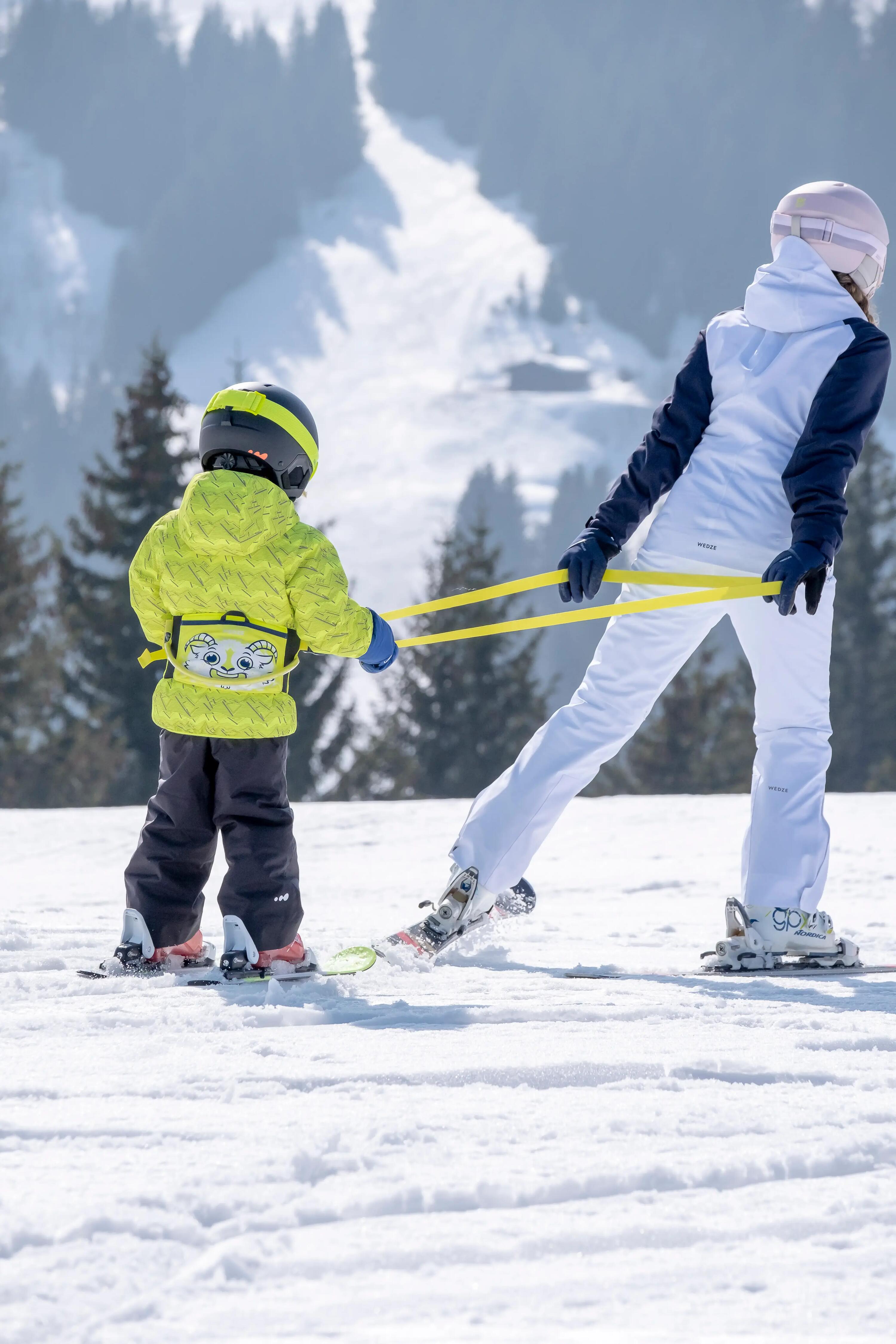 KIDS’ WARM AND WATERPROOF SKI JACKET WARM REVERSE 100 GREY AND YELLOW 19/19