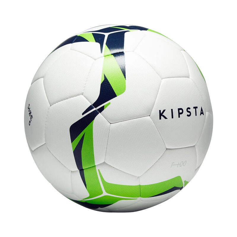 Ballon de football Hybride F100 taille 5 blanc et vert