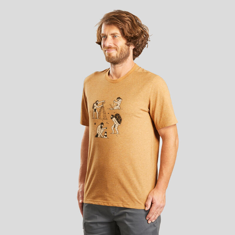 Camiseta de montaña y trekking manga corta Hombre Quechua NH500 marrón