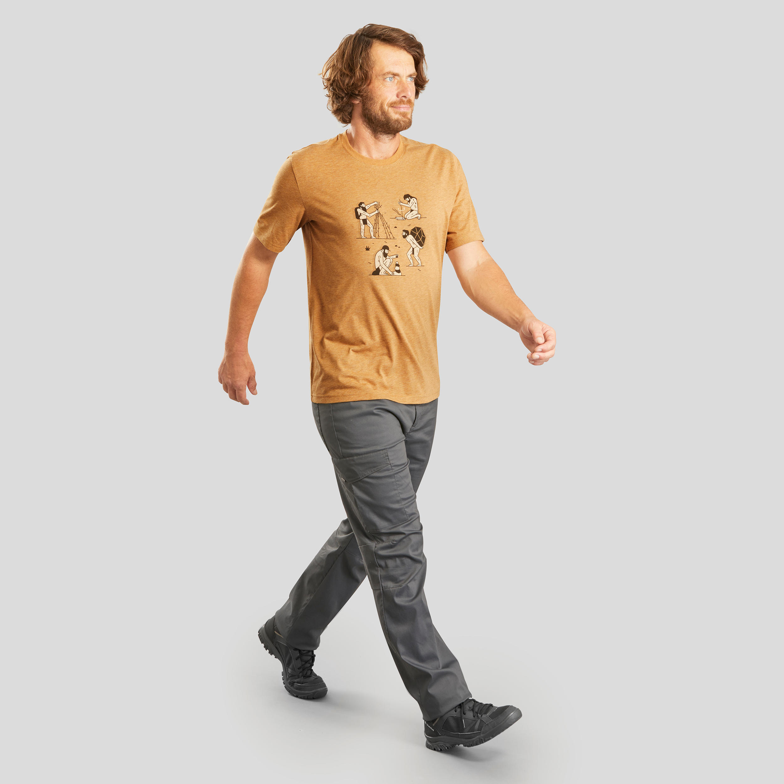 T-shirt montagna uomo NH500 grigia QUECHUA | DECATHLON